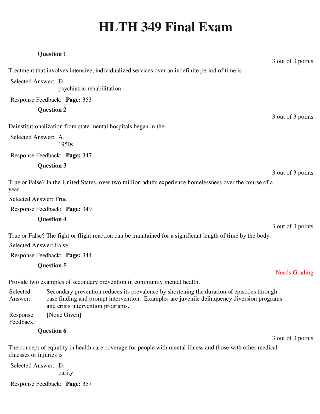 Preview image of HLTH 349 Final Exam document